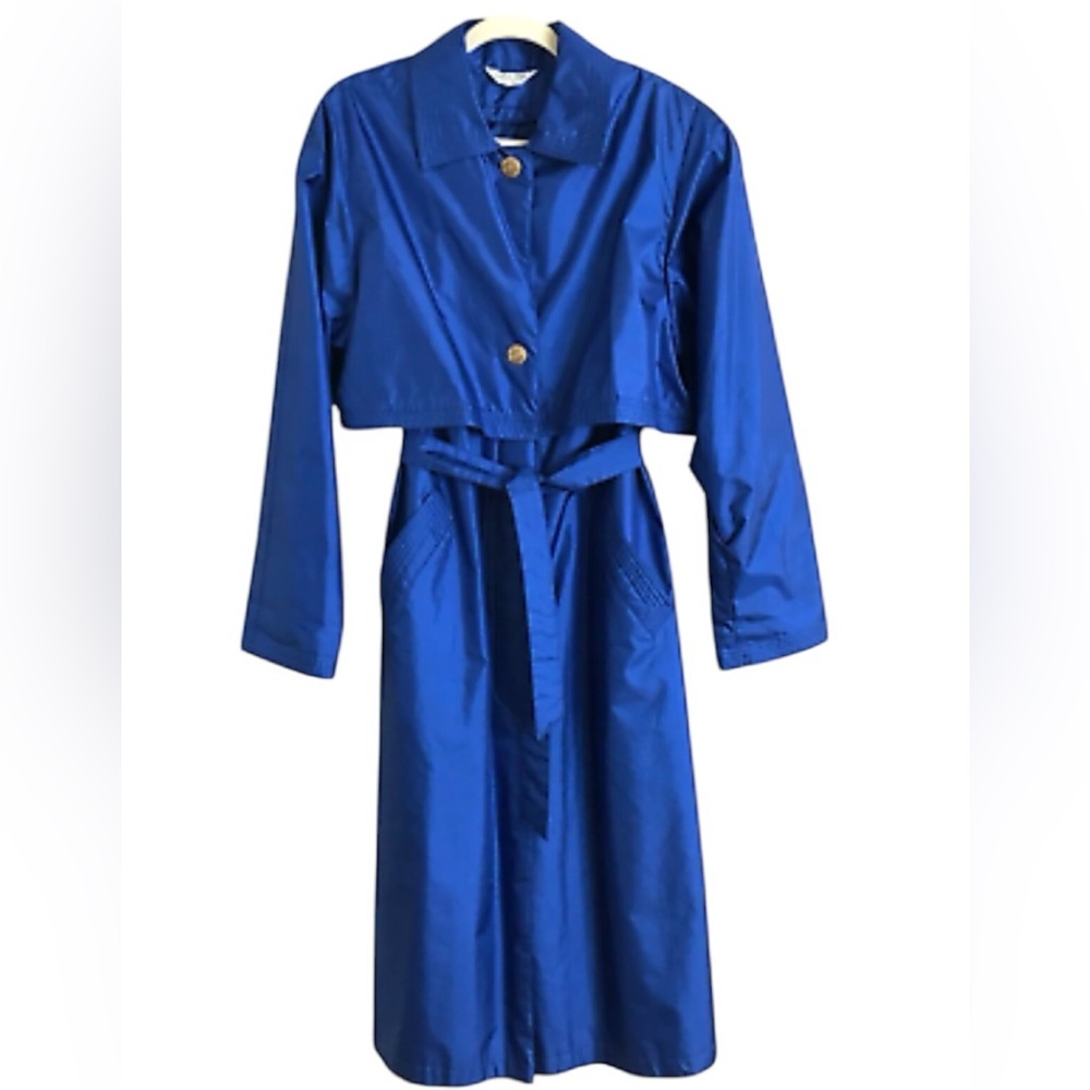 Blue Women's Trench Coat with Belt